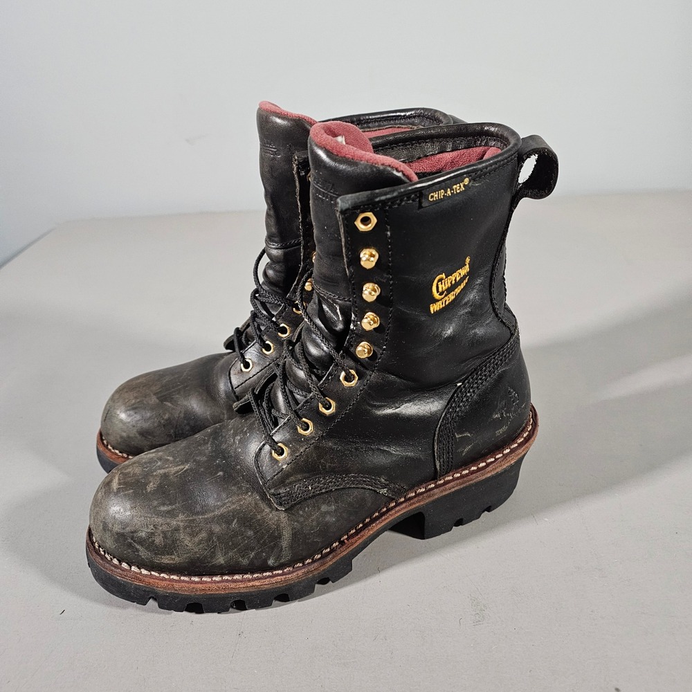 Chippewa Work Boots Mens 9 M Black Waterproof Thinsulate Vibram 73050 Steel Toe